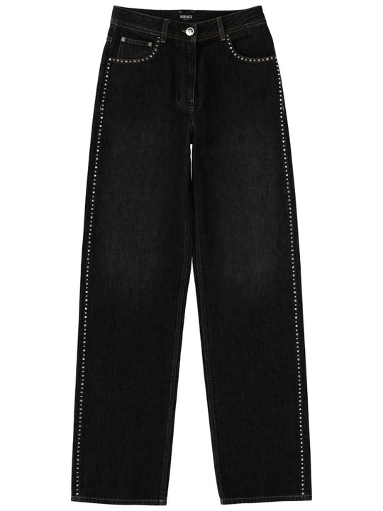 Versace Jeans With Studs And Crystals Decoration
