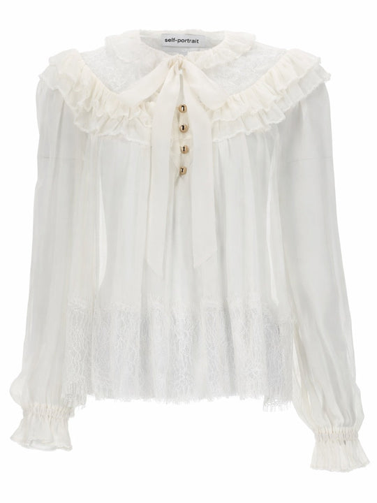 Self-Portrait Georgette Blouse With Ruffles