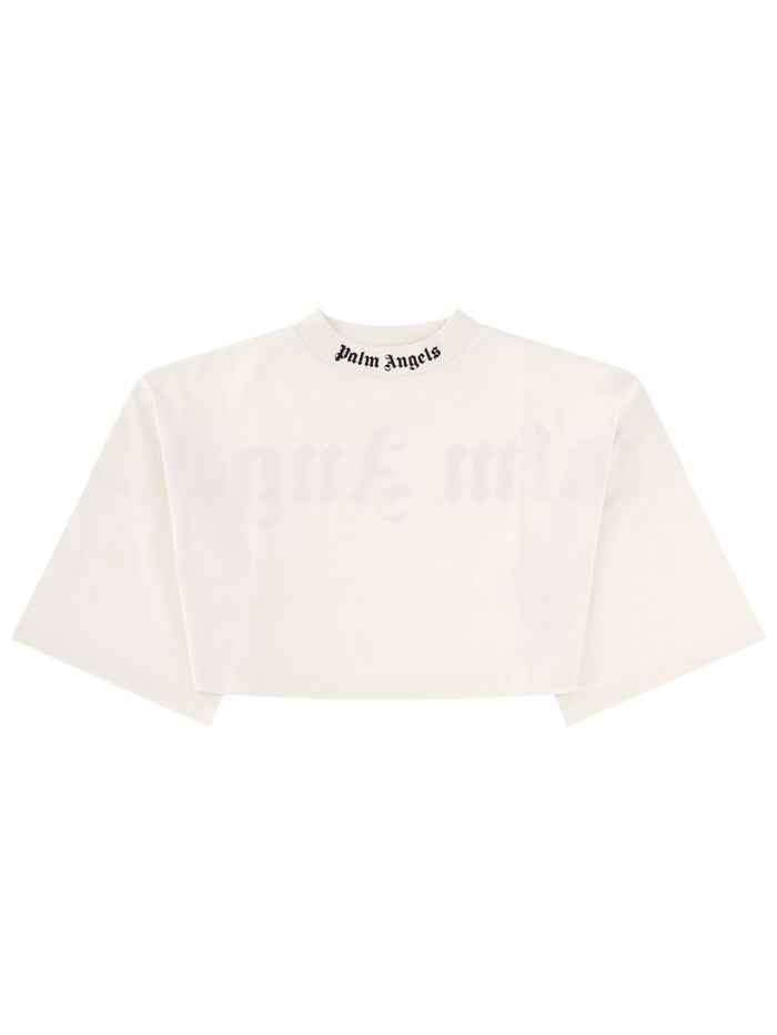 Palm Angels T-Shirt Cropped Con Logo