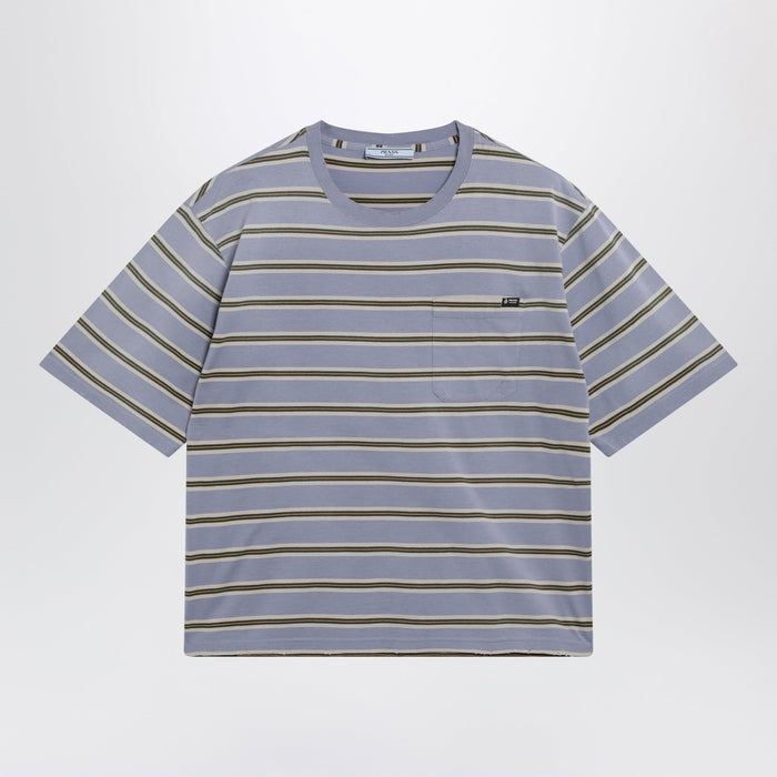 Prada Violet Vintage-Effect Striped T-Shirt