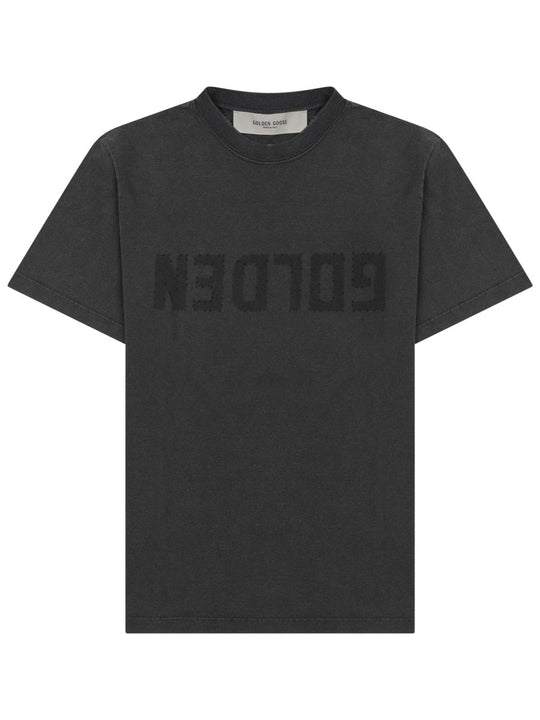 Golden Goose T-Shirt In Jersey Distressed Con Logo