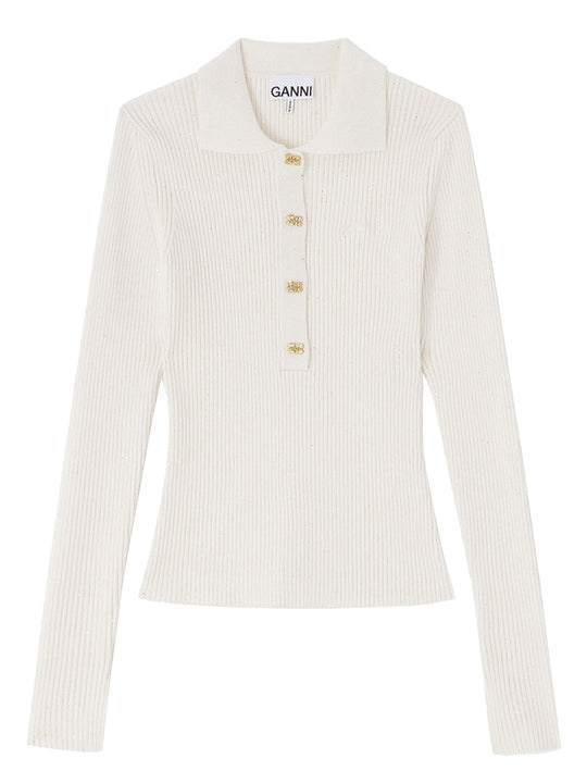 Ganni Ribbed Polo Shirt