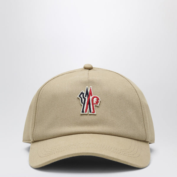 Moncler Grenoble Beige Baseball Cap With Logo Patch