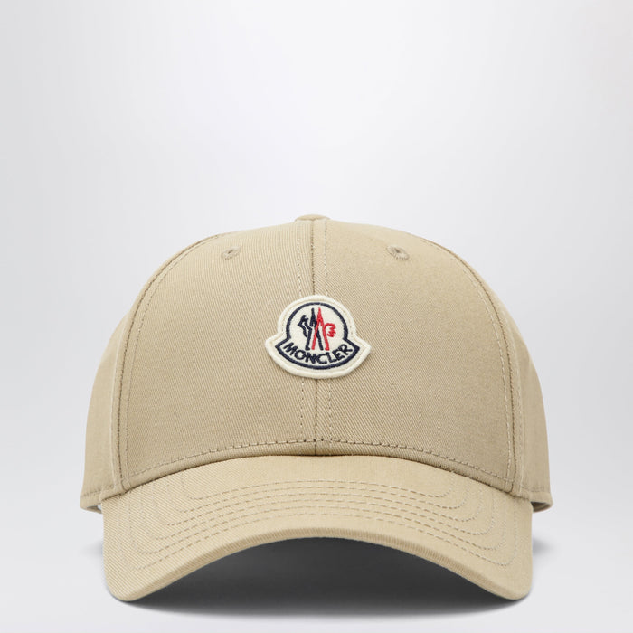 Moncler Beige Baseball Cap With Logo Patch