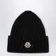 Moncler Black Cable-Knit Wool Beanie With Logo