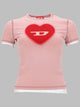 Diesel T-Shirt Con Stampa A Cuore E Borchie