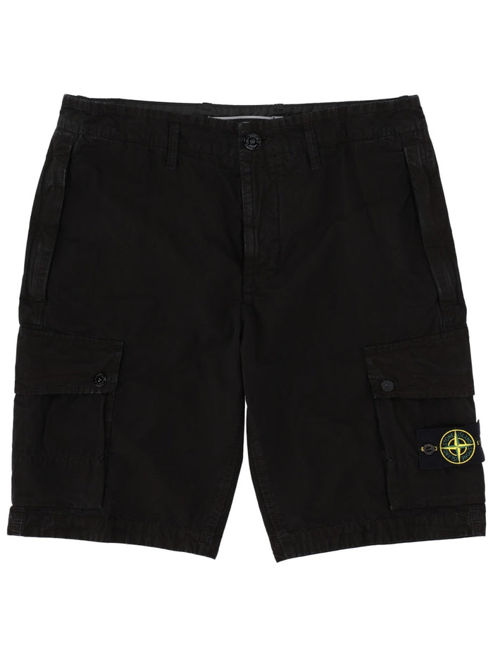 Stone Island Cargo Shorts With Logo Patch