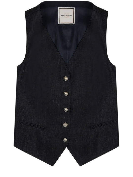 Tagliatore Gilet In Lino Con Bottoni