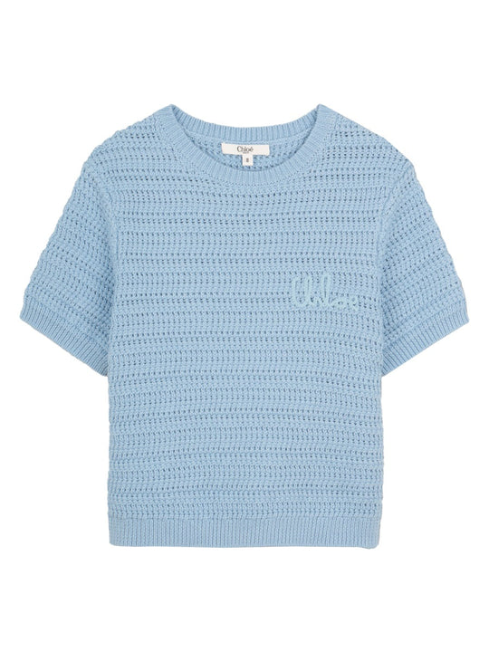 Chloé T-Shirt In Maglia Con Ricamo Logo
