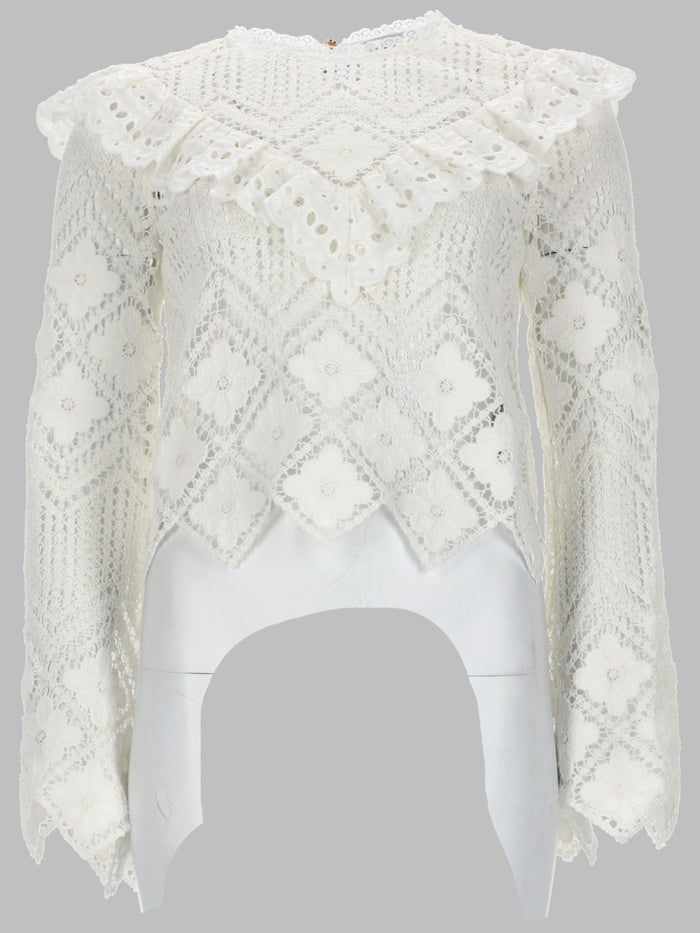 Self-Portrait Top In Crochet Con Inserti In Pizzo