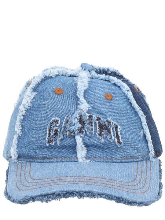 Ganni Cappello In Denim Patchwork