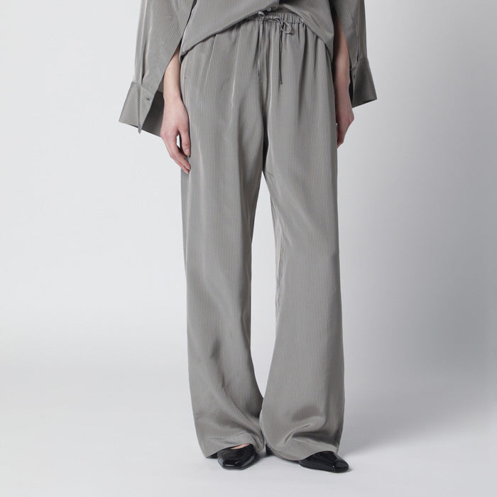 Róhe Light Grey Wide Striped Trousers