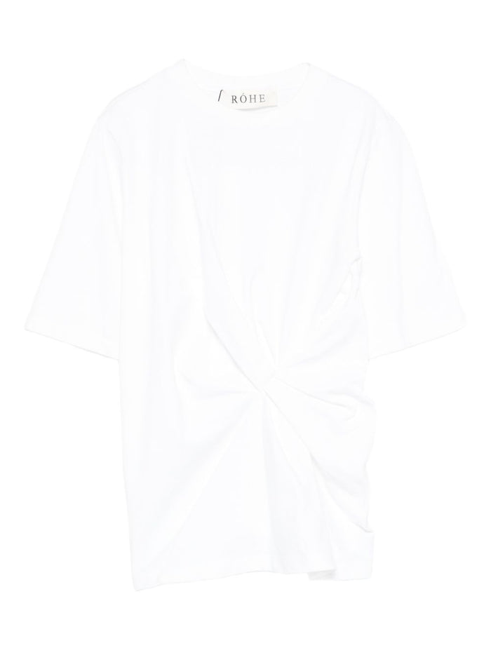 Róhe White Ss T-Shirt Waist Detail