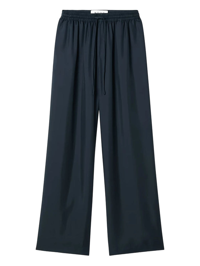 Róhe Navy Silk Trousers, Wide Leg