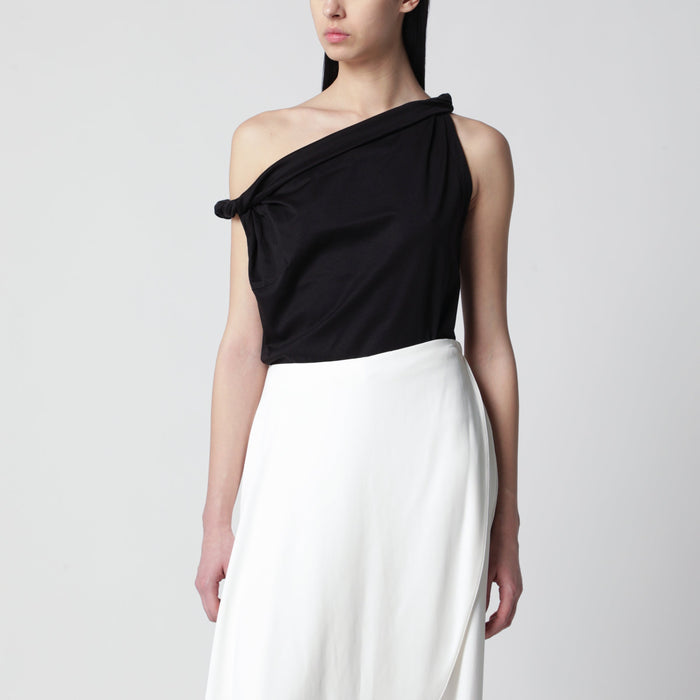 Róhe Black Asymmetrical Top In Cotton And Silk Blend