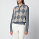 Róhe Grey Polo With Beige Argyle Pattern In Wool Blend