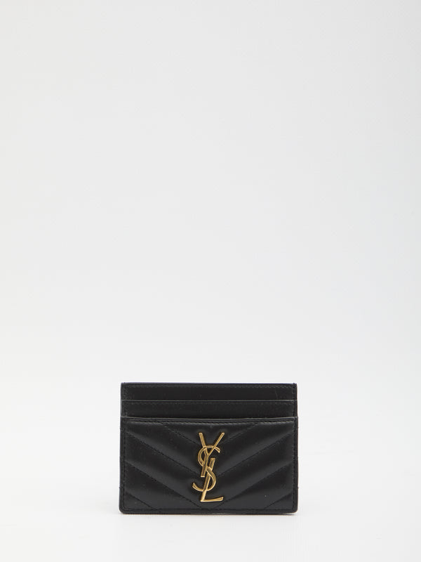 Saint Laurent Black Nappa Leather Cassandre Card Holder