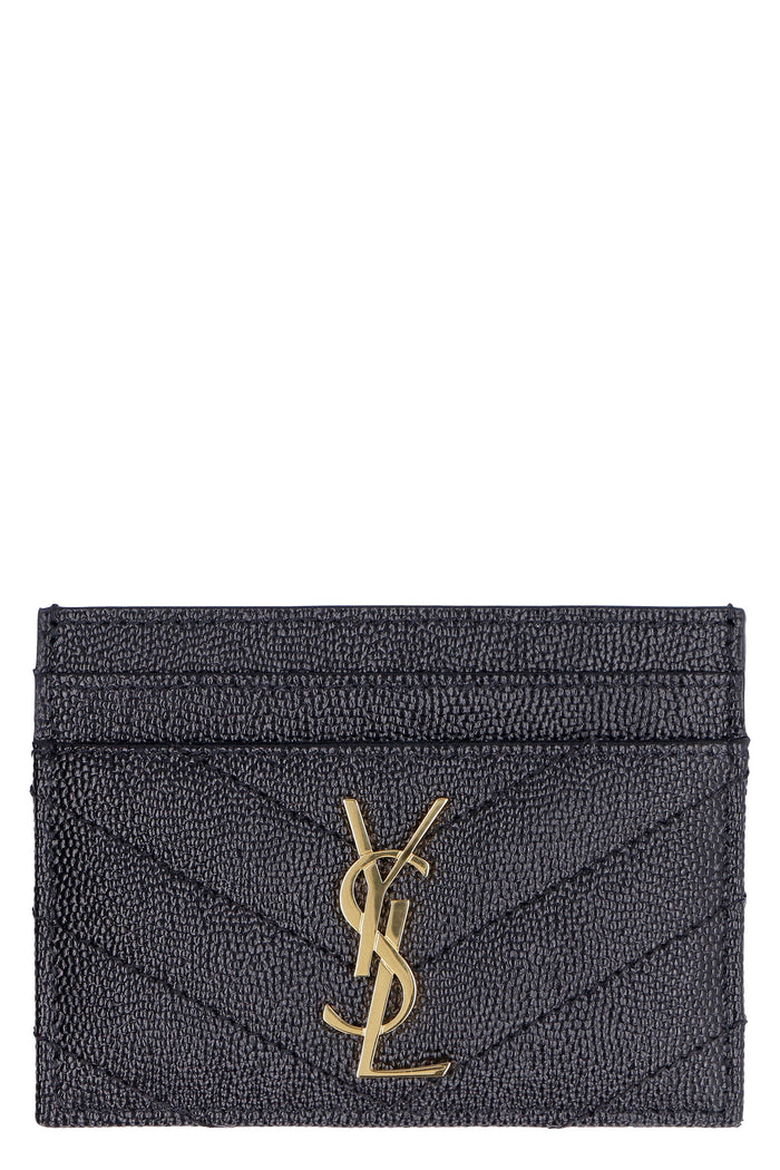 Saint Laurent Cassandre Matelassu00c9 Card Case In Grain De Poudre Leather