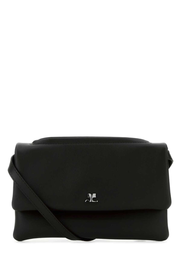 Courregès Black Leather Shoulder Bag