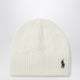 Polo Ralph Lauren Cableknit Logo Beanie In Cream Wool And Cashmere