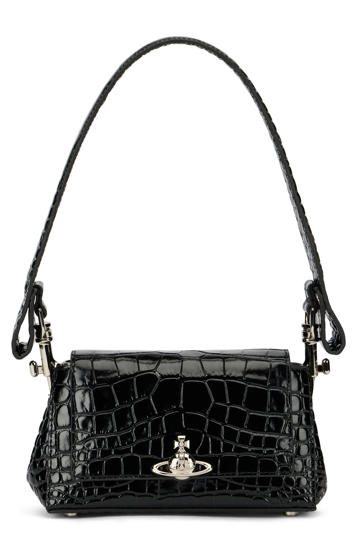 Vivienne Westwood Black Hazel Bag In Croceffect Patent Leather