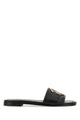 Moncler Black Leather Bell Slippers