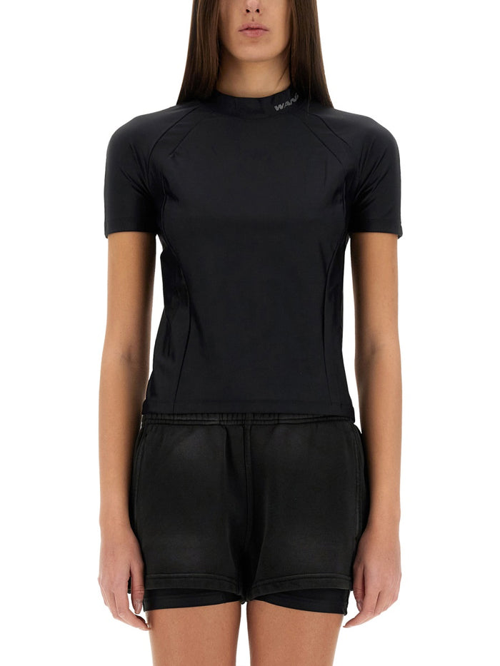 T By Alexander Wang Black Stretch Nylon T-Shirt