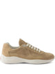Prada F0379 Ecru Breathable Bike Fabric Leather Sneakers