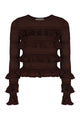Zimmermann Long Sleeve Knit Top With Ruffles