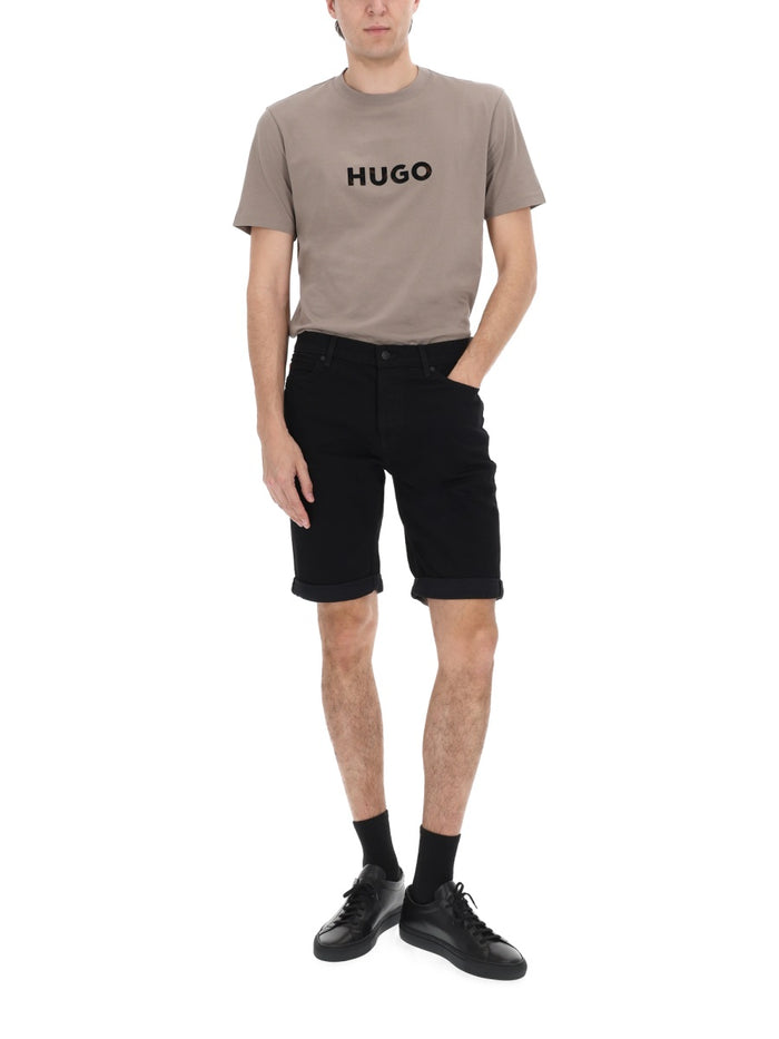 Hugo Black Cotton Blend Shorts