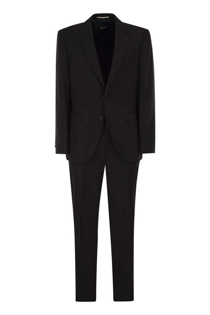 Boss Regular Fit Suit In Wool And Elastane Blend