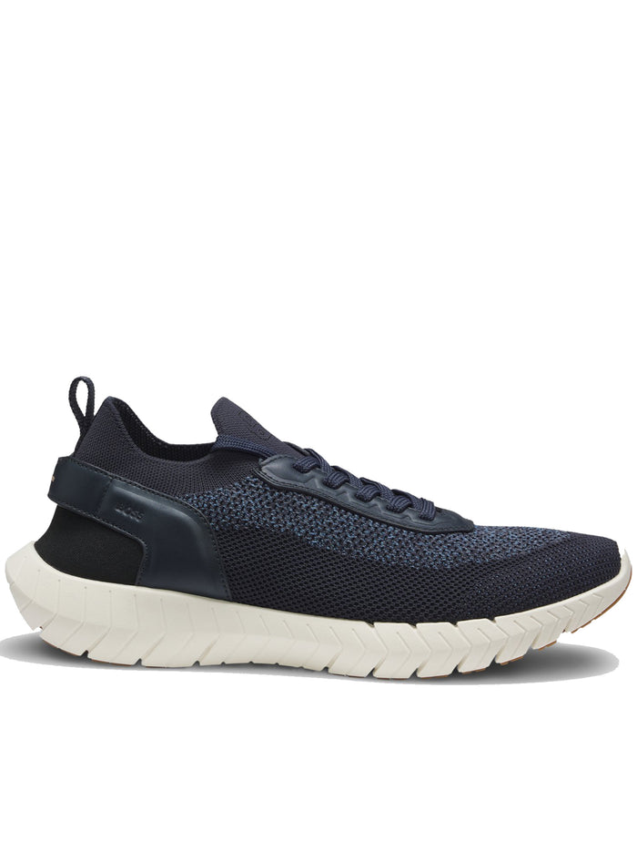 Hugo Boss Blue Leather Motion Sneakers