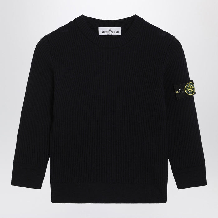 Stone Island Navy Blue Wool Sweater