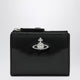 Vivienne Westwood Black Slim Flap Card Holder With Crystal-Embellished Orb Bas Relief
