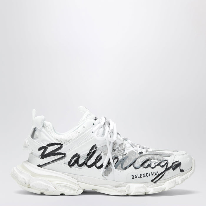 Balenciaga Track Signature Sneakers In White/Black