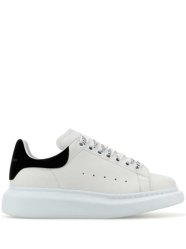 Alexander Mcqueen White Leather Sneakers With Black Suede Heel