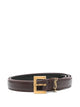 Saint Laurent Dark Burgundy Cassandre Leather Belt