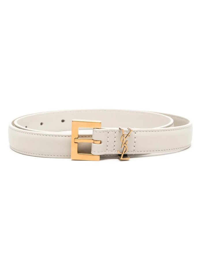 Saint Laurent Light Beige Ardillon Buckle Belt