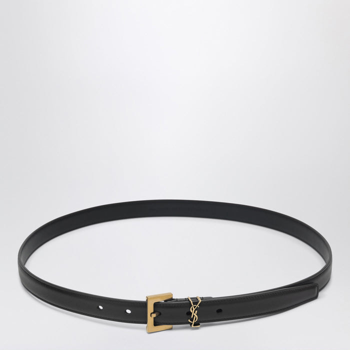 Saint Laurent Black Cassandre Leather Belt