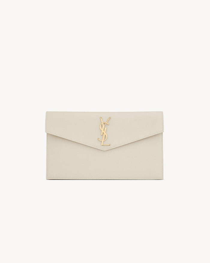 Saint Laurent Ivory Leather Uptown Clutch