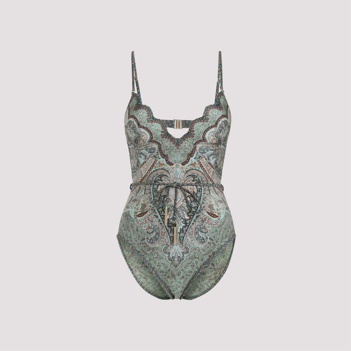 Zimmermann Multicolor Wanderlust Scallop Polyamide One-Piece