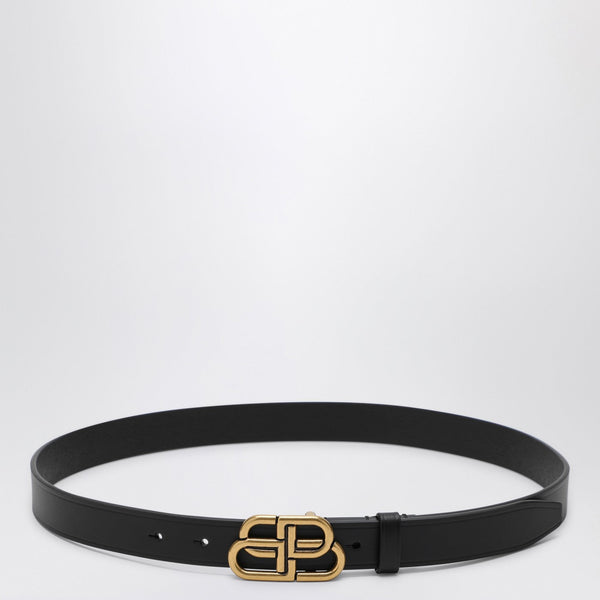 Balenciaga Black Leather Bb Belt