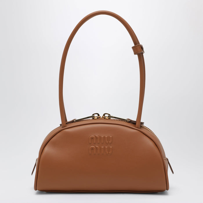 Miu Miu Beau Leather Bag In Cognac Color
