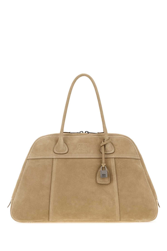 Miu Miu Beige Suede Vivant Shopping Bag