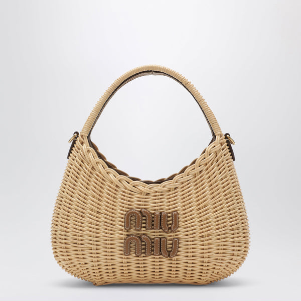 Miu Miu Wander Handbag In Natural/Caramel Wicker