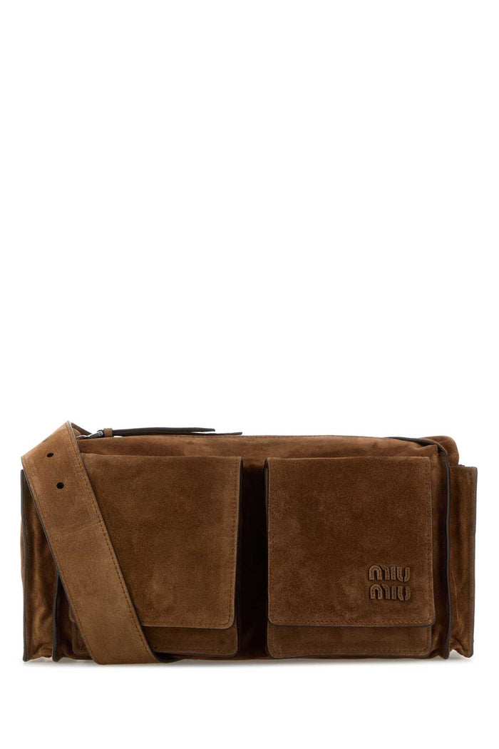 Miu Miu Utilitaire Shoulder Bag In Suede Leather
