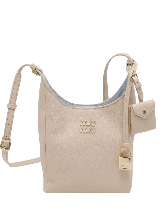 Miu Miu Leather Bucket Bag With Adjustable Shoulder Strap