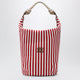 Miu Miu Striped Canvas Bag In Red/Cognac