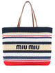 Miu Miu Embroidered Rafia And Cotton Shopping Bag