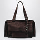 Miu Miu Utilitaire Bowling Bag In Dark Brown Suede